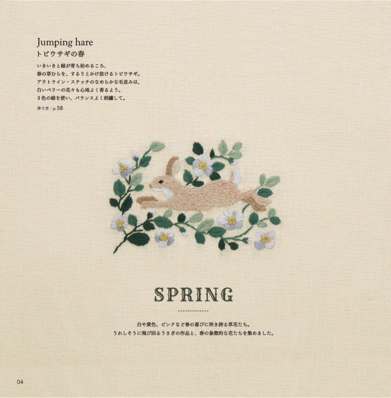 書籍掲載ページ:Jumping hare(春)図案紹介