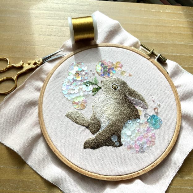 うさぎとシャボン玉